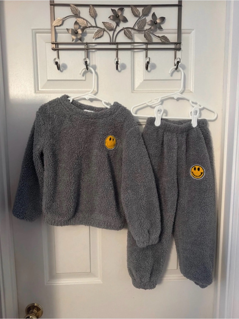 Lola + The Boys Gray Plush Set with Yellow Smiley Patches